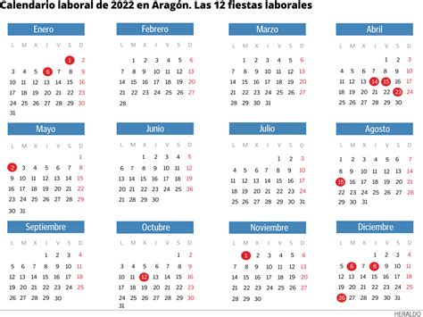 Calendario Laboral 2022 En España Y Los Festivos De Aragón