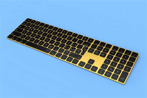 Modern Gold Aluminum Computer Keyboard Isolated On Yellow Background
