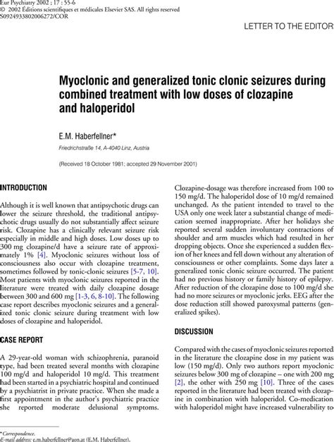 Myoclonic And Generalized Tonic Clonic Seizures During Combined