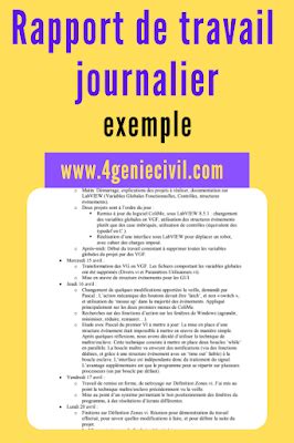 Exemple De Rapport De Travail Journalier Word