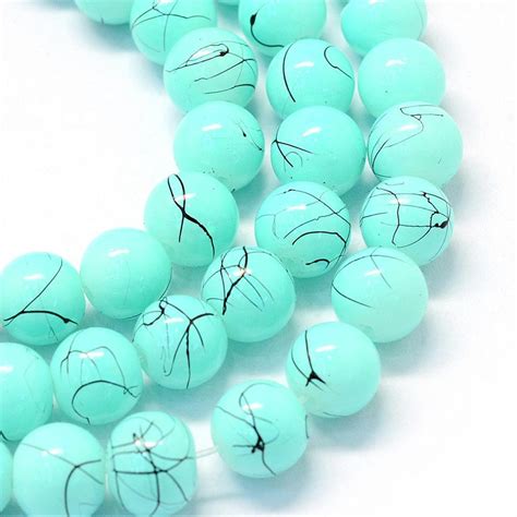 Glass Beads Bulk Beads Turquoise Glass Beads 8mm Beads Striped Etsy