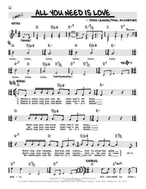 I love music listen to i love radio & nonstop music. All You Need Is Love Jazz version Sheet Music | The ...