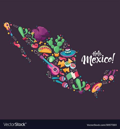 Hola Mexico Poster Royalty Free Vector Image Vectorstock