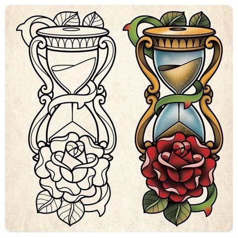 Pin By Georgina Ricketts On Neo Traditional Hourglass Tattoo Old