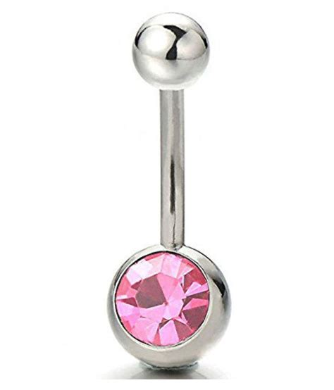 gadgetsden surgical steel belly button ring body jewelry piercing navel ring barbells with pink