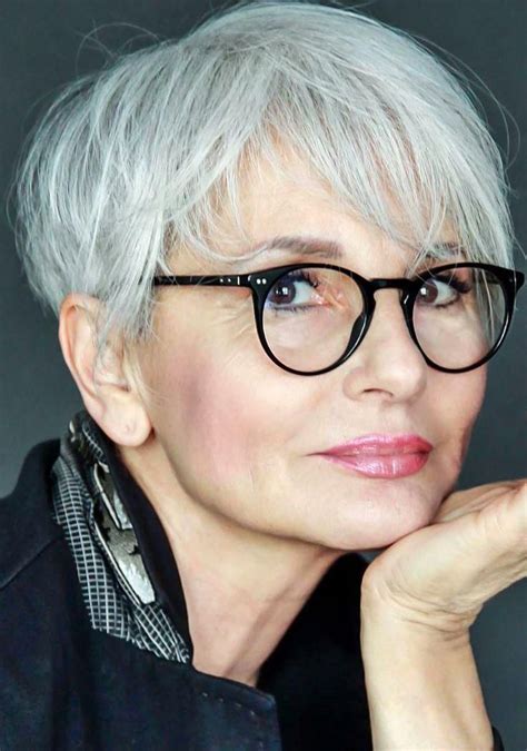 Inspirations Short Hairstyles For Grey Haired Woman