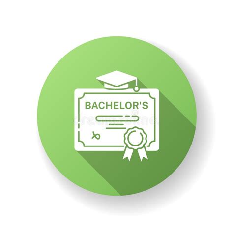 Bachelors Degree Green Flat Design Long Shadow Glyph Icon Stock Vector