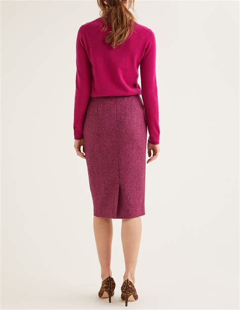 British Tweed Pencil Skirt Pink Herringbone Boden Uk