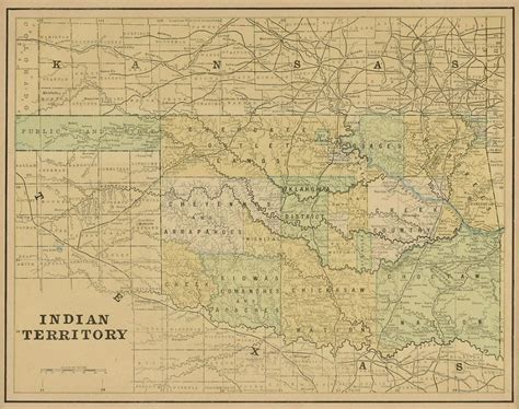 An Antique Map Of Oklahoma Indian Territory Feb 15 2020