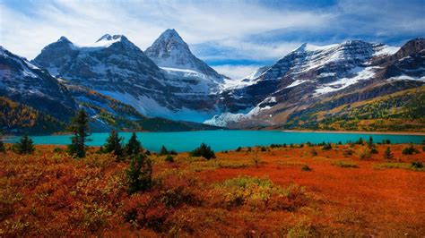 🥇 British Columbia Canada Mount Assiniboine Autumn Clouds Wallpaper