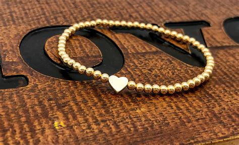 Sterling Silver Heart Charm Bracelet On 3mm Gold Filled Beads Kim