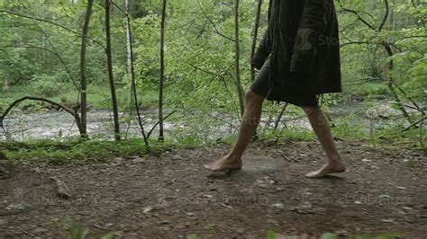 Girl Walks Barefoot In The Woods In A Cloak Youtube