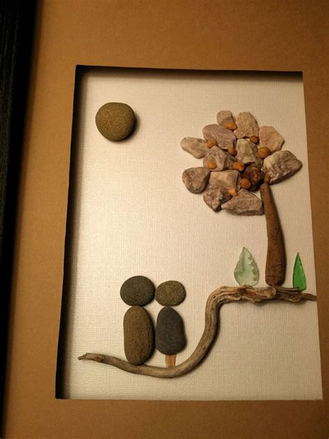 unique engagement gift, pebble art, wedding gift, beach stone gift ...