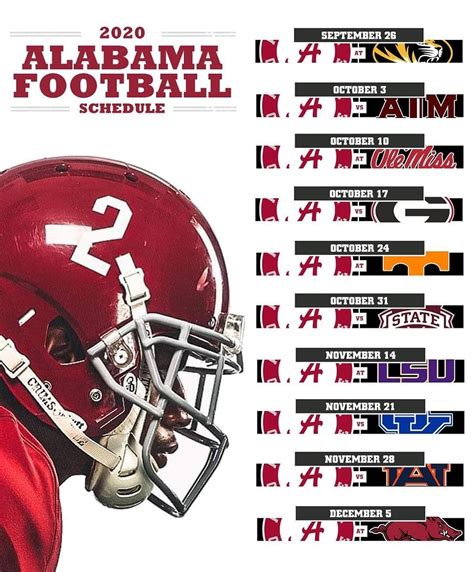 Printable Alabama Football Schedule