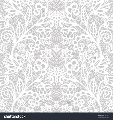 White Lace Seamless Pattern With Flowers On Grey Background Flower