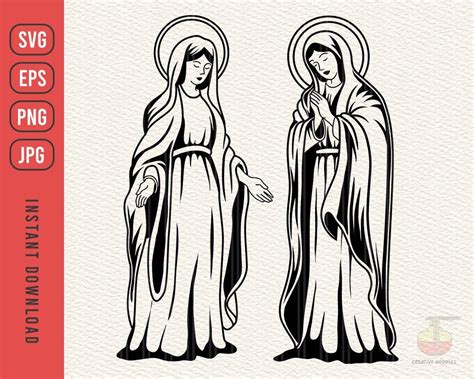 Virgin Mary Svg Mother Mary Clip Art Mary Mother Of God Etsy Svg