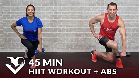 45 Minute Hiit Home Workout With Dumbbells Abs Full Body 45 Min