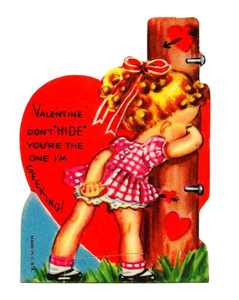 Vintage Childs Valentine Card Dont Hide Youre The One Im Seeking