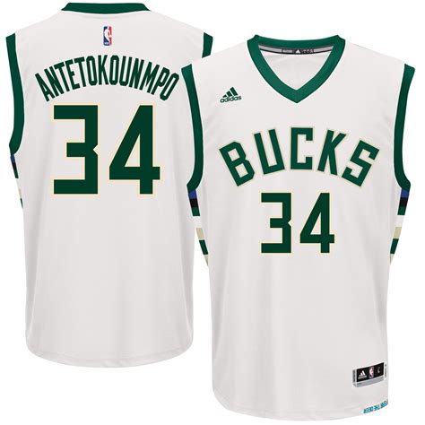 First uniform set to feature great lakes blue, which was incorporated into the. adidas Giannis Antetokounmpo Milwaukee Bucks White Home ...