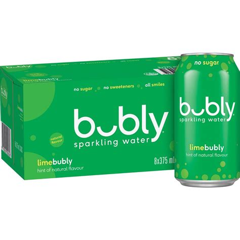 Bubly Lime Sparkling Water No Sugar Multipack Cans 375ml X 8 Pack