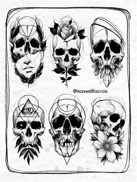 Made This Flash Sheet Of The First 6 Skull Designs I Made During