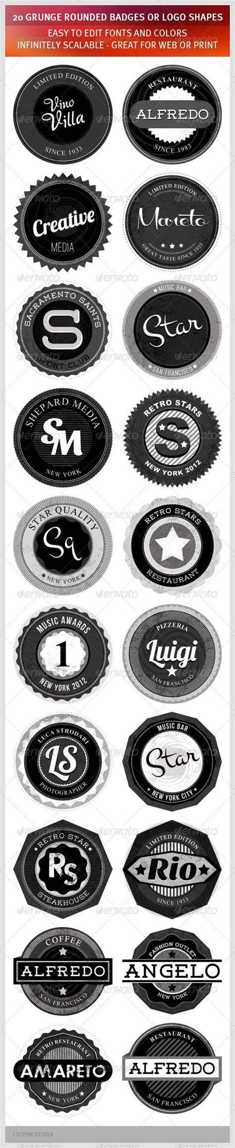 20 Grunge Rounded Badges Or Logo Shapes Logo Shapes Graphic Design