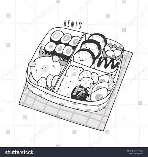 Hand Drawn Bento Box Japanese Lunch Stock Vector Royalty Free