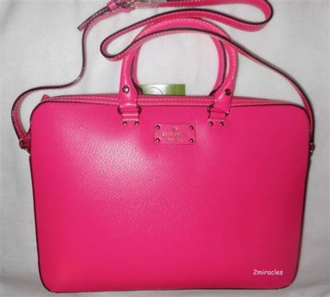 kate spade tanner hot pink leather laptop bag