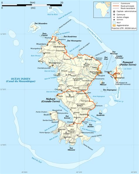 Detailed Road And Relief Map Of Mayotte Island Mayotte Island Detailed