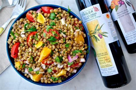 Greek Mediterranean Lentil Salad Olive Tomato