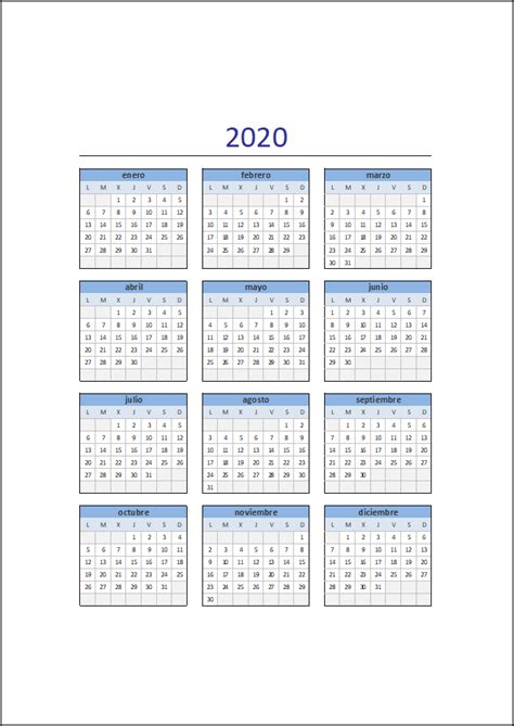 Calendario laboral de barcelona 2021. Calendario 2020 en Excel • Excel Total