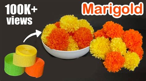 How To Make Marigold Flowers With Crepe Streamers Diy Paper Craft