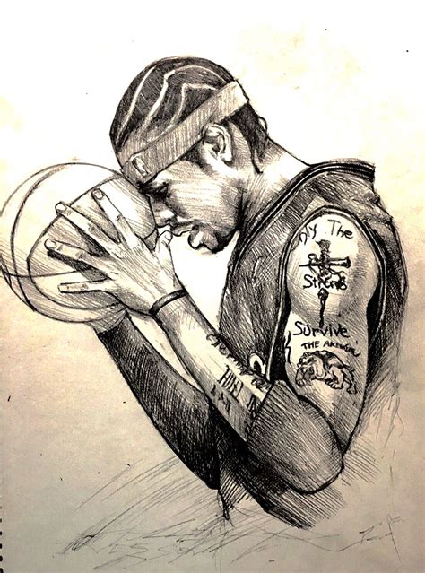 Allen Iverson Basketball Drawings Nba Basketball Art Basketball