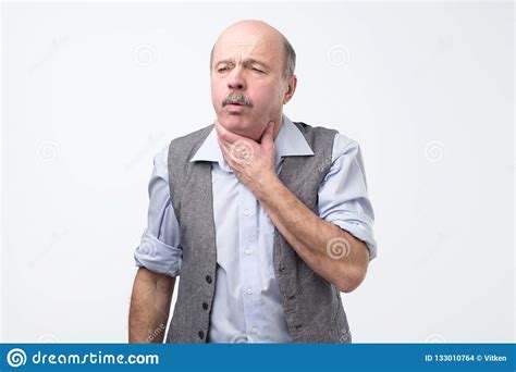 Senior Man Coughing Being Ill Studio Shoot Stock Photo Image Of