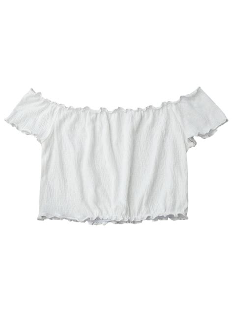 Off Shoulder Crushed Cropped Top White Tees Zaful Crop Tops