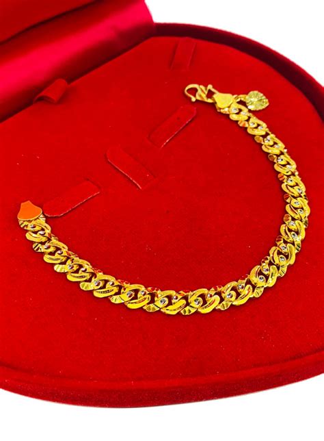 Koleksi baru 18012021 rantai tangan emas gold bracelet cincin emas gold ring cincin batu. RANTAI TANGAN MELUR PADU (V)