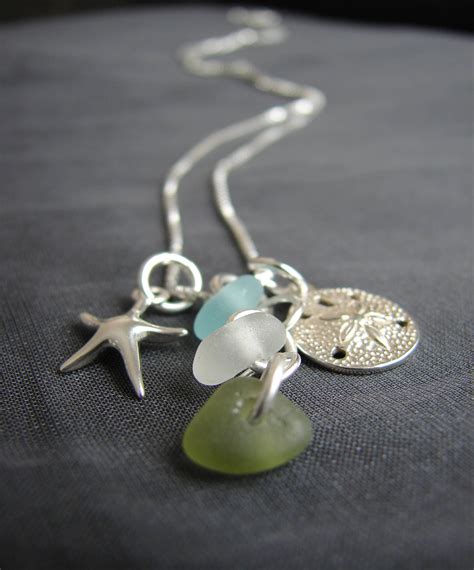 Genuine Sea Glass Necklace Aqua Seaglass Jewelry Beach