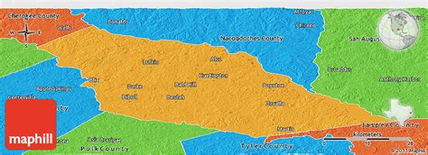 Political Panoramic Map Of Angelina County