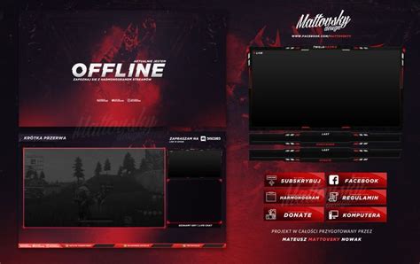 Free Twitch Overlay Template Redblack Twitch Streaming Setup