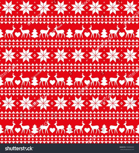 Christmas Seamless Pattern Card Scandinavian Sweater Stock Vector
