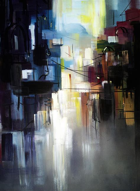 Abstract City Landscape Painting By Zlatko Music