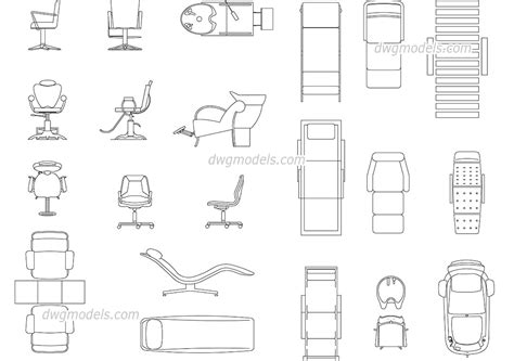 Chairs And Armchairs For Beauty Salons Dwg Free Cad Blocks Download