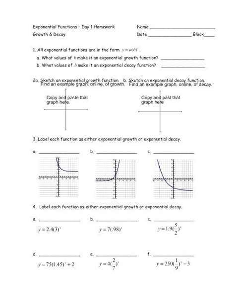 Exponential Growth Decay Worksheet