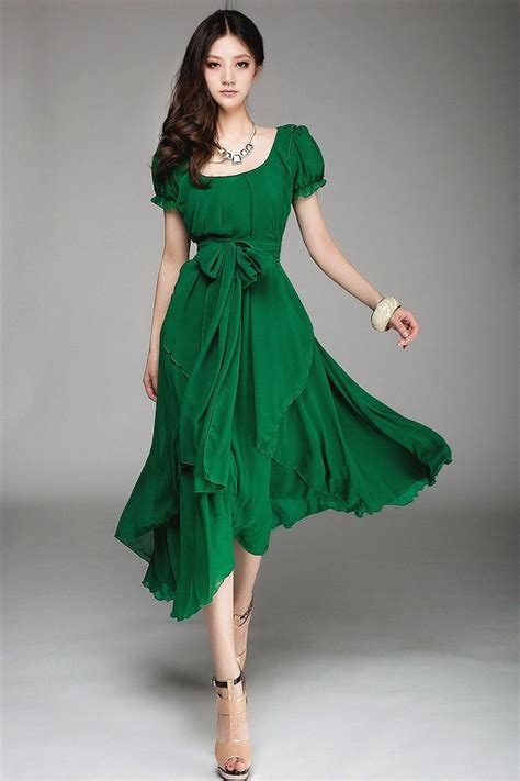 The Prettiest Green Dress Ever Chiffon Dress Long Pretty Dresses