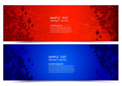 Banner Red And Blue Color Geometric Abstract Background Vector