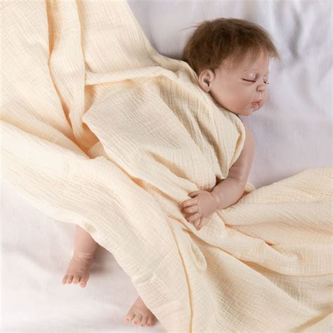 Healthy Friendly Vanilla Cotton Swaddle Blanket For Newborn Baby