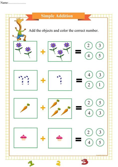 Free calculus worksheets created with infinite calculus. Dancing Giraffe: Simple Addition PDF - Free Math Worksheets