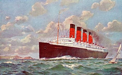 Rms Mauretania Steamship A Cunard Liner At Sea Available As Framed