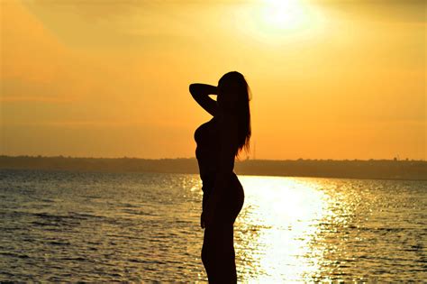 Free Images Water Ocean Horizon Silhouette Girl Sun Woman Sunrise Sunlight Morning