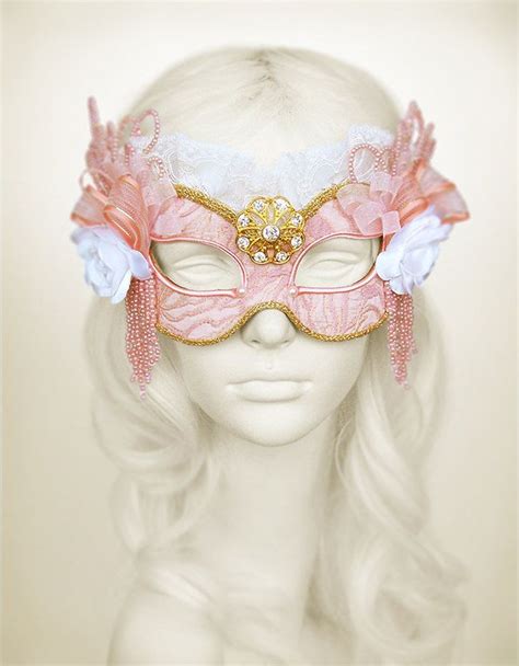 Pink And Gold Applique Embroidery Covered Masquerade Mask Venetian Style Halloween Mask For